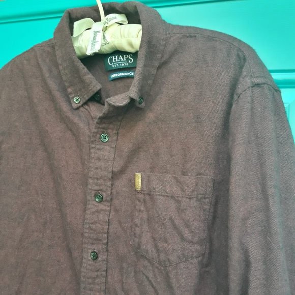 Chaps Flannel Shirt Mens Long Sleeve Solid Color M - Picture 9 of 13